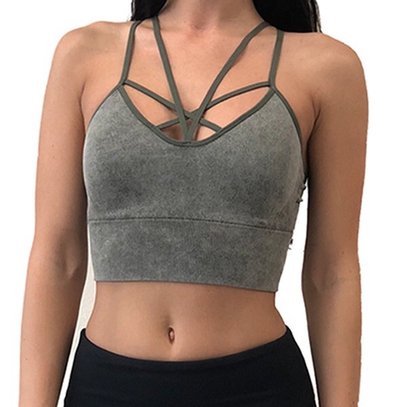 ✨LAST✨Olive Vintage Wash Seamless bralette - Picture 2 of 3